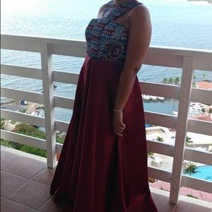 Burgundy and Jewel Prom Dress